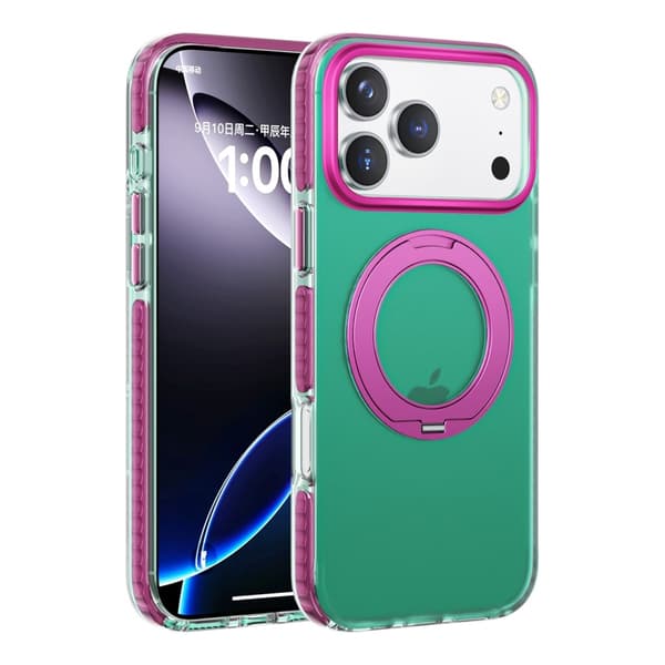 Stöttåligt skal med roterbart stativ för iPhone 17 Pro - Grön