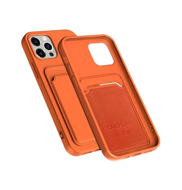 iPhone 13 Pro Max Silikonskal med Korthållare - Orange