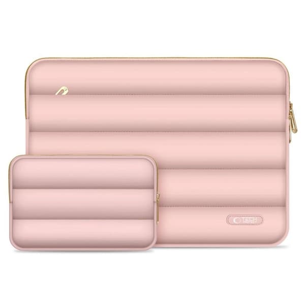 Tech-Protect Puffy Laptop Sleeve 13-14" with accessory pouch - Pink