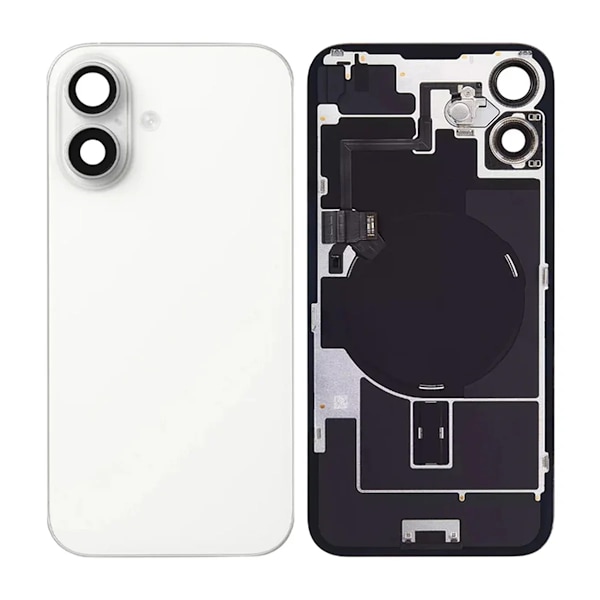 iPhone 16 Plus Baksida Glas med smådelar - Vit