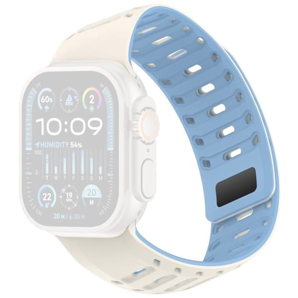Apple Watch 49/46/44/42mm Silicone Watch Strap Magnetic Closure - White/Blue