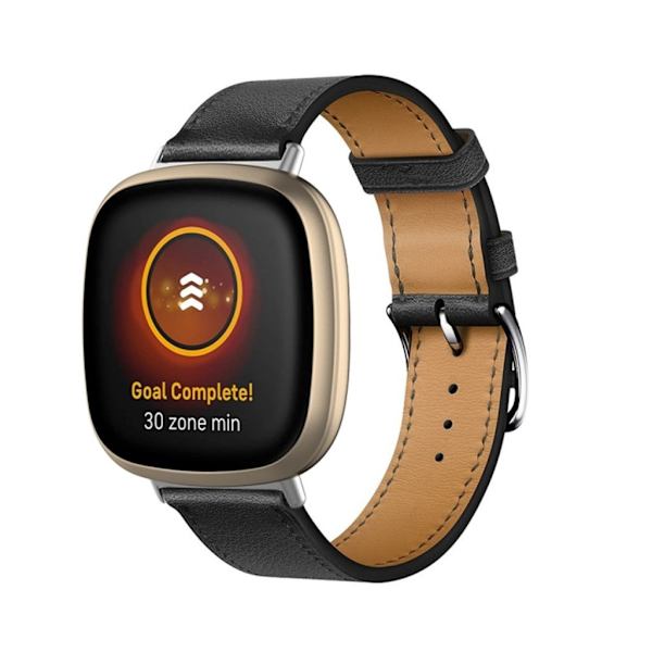 Fitbit Versa 4 / Sense 2 Leather watch strap - Black