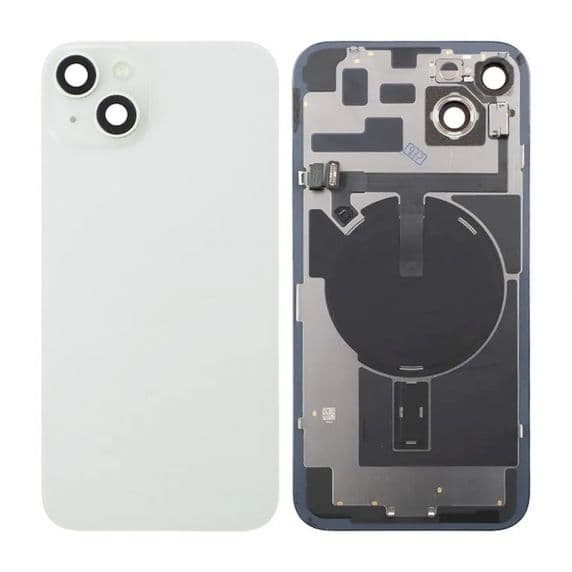 iPhone 14 Plus Baksida Glas med lins samt tejp - Vit Svart