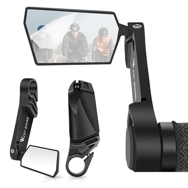 WEST BIKING Rearview mirror for bicycle handlebars, 2-pack - black