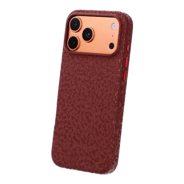 Crystal Grain Full Wrap Magnetic PU Leather Case For iPhone 17 Pro Max/18 Pro Max Red