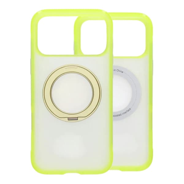 360-degree Rotating Stand Matte Magnetic Shockproof Airbag  Case  For iPhone 17 Pro Max/18 Pro Max Yellow