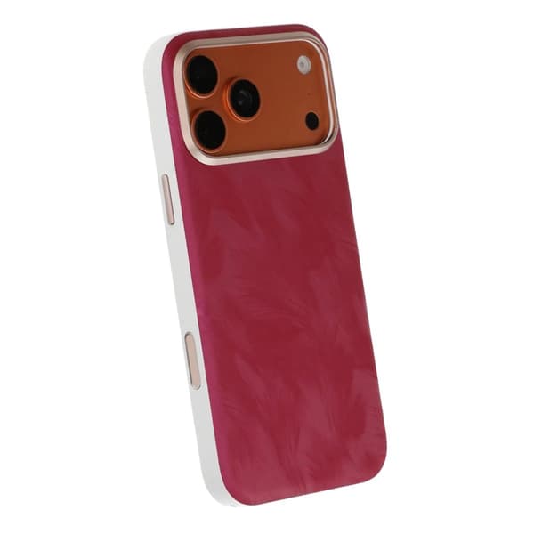Plume Textured Vegan-Leather Magnetic Case For iPhone 17 Pro/18 Pro Rose Red