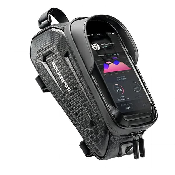 Rockbros B68-1 Frame Mounted Bike Bag with Phone Compartment - Black