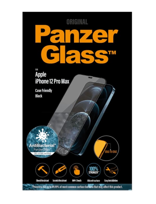 Panzerglass Skärmskydd i Härdat Glas för iPhone 12 Pro Max Svart
