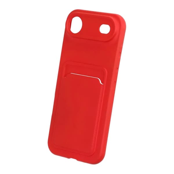 Silicone Mobile Case with Card Holder for iPhone 17 Air - Red