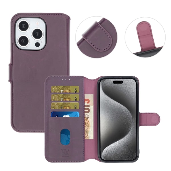 iPhone 16 Pro Max Wallet Case Magnet Rvelon - Purple