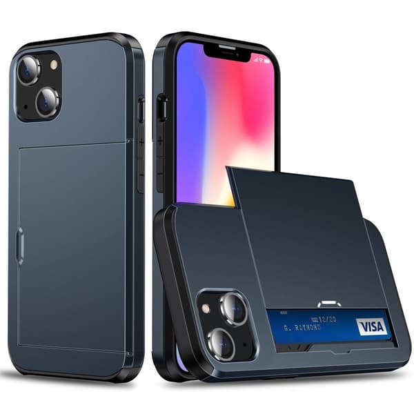 IPhone 15 case with a card holder - Navy blue