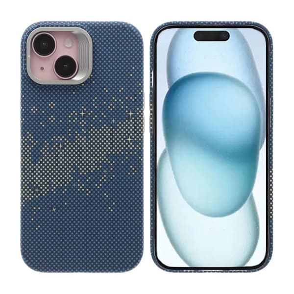 Mobile case with Magsafe and stand for iPhone 15 - Blue and Gold