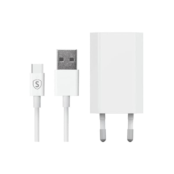 SiGN USB-C Laddare 1A, 1m - Vit Svart