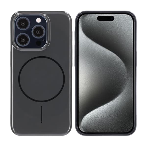 Glossy design Magnetic Case For iPhone 15 Pro Black