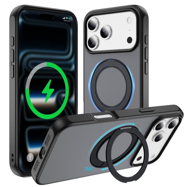 iPhone 18 Pro/17 Pro MagSafe Case with Ring Kickstand - Black