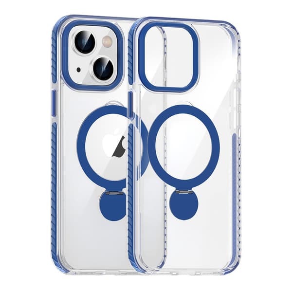 Skal Magsafe till iPhone 13 och 14 - Transparent blå med ringstativ