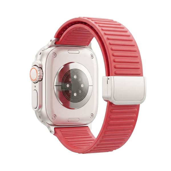 Apple Watch 49/46/44/42mm Silicone Watch Strap Magnetic Clasp - Red