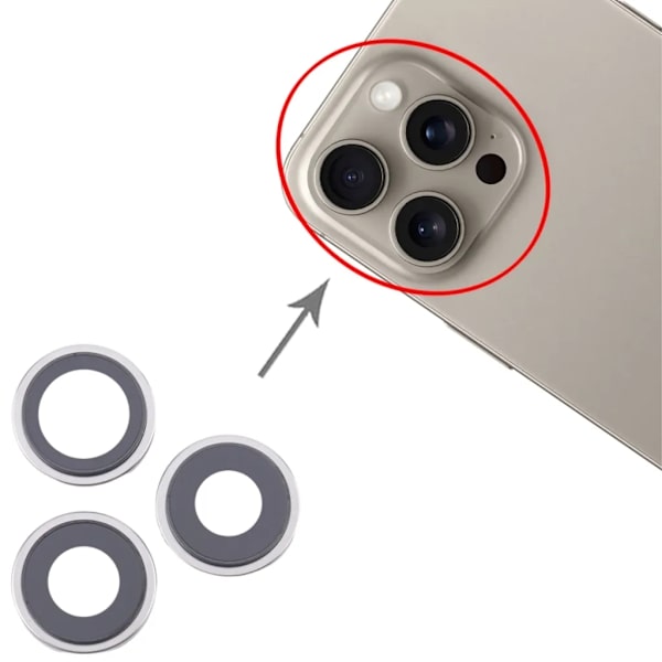 iPhone 16 Pro Max Kameralinsskydd, 3-pack Silver - Original