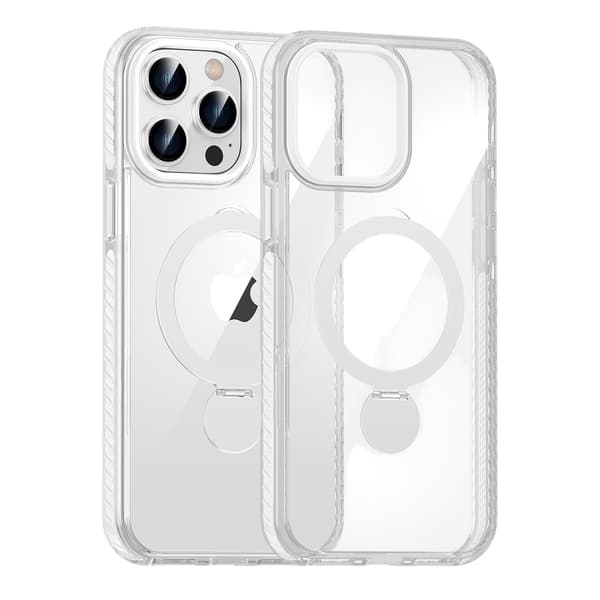 Magsafe Case for iPhone 15 Pro - Transparent white with ring stand