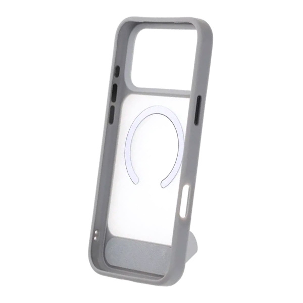 Black Feather Inclined Bracket Magnetic Case - iPhone 17 Pro Max Gray