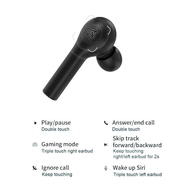 T5 Trådlösa Bluetooth-hörlurar V5.0 Touch Control Stereo HD-samtal - Svart Svart