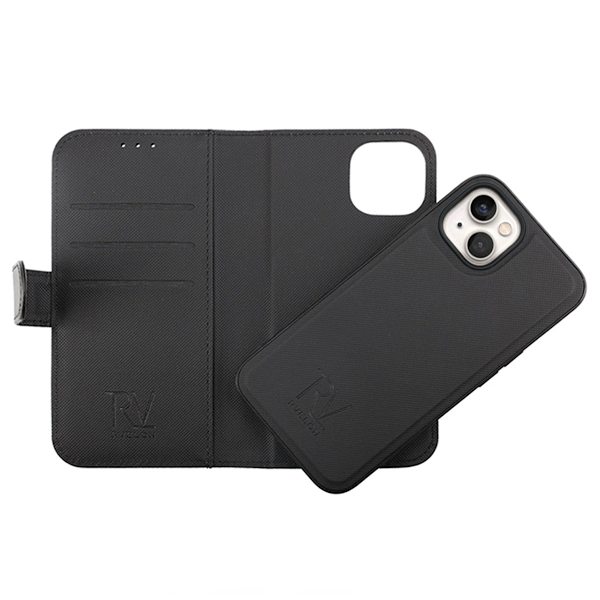 iPhone 14 Plus Plånboksfodral Magnet Rvelon - Svart