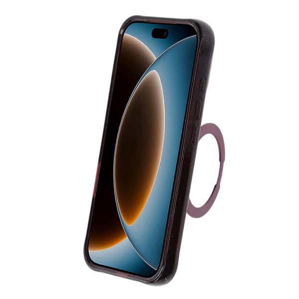 Magic Crystal Airbag Shockproof Magnetic Case with 360° Rotating Stand For iPhone 17 Pro Max/18 Pro Max Dark Purple