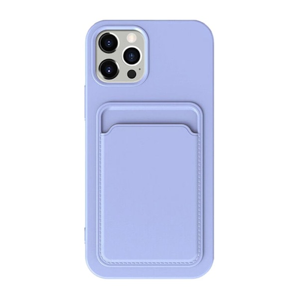 iPhone 15 Pro Max Mobilskal Silikon med Korthållare - Lila