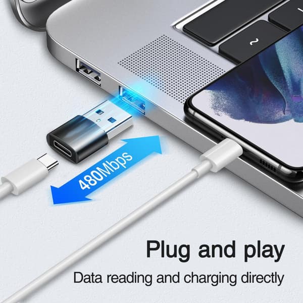 SiGN USB-C till USB-A Adapter, 2-pack Svart