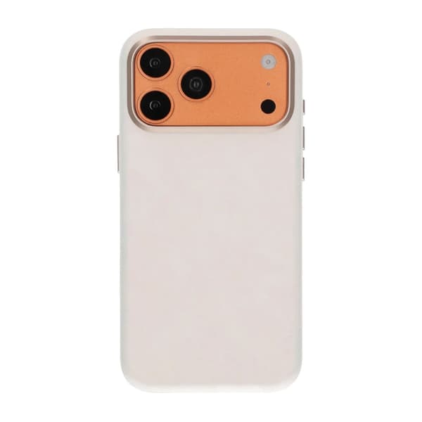 Plume Textured Vegan-Leather Magnetic Case For iPhone 17 Pro/18 Pro White