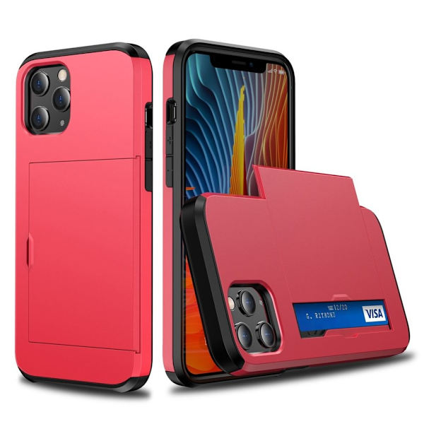 iPhone 12 Pro case with slide card holder - Red
