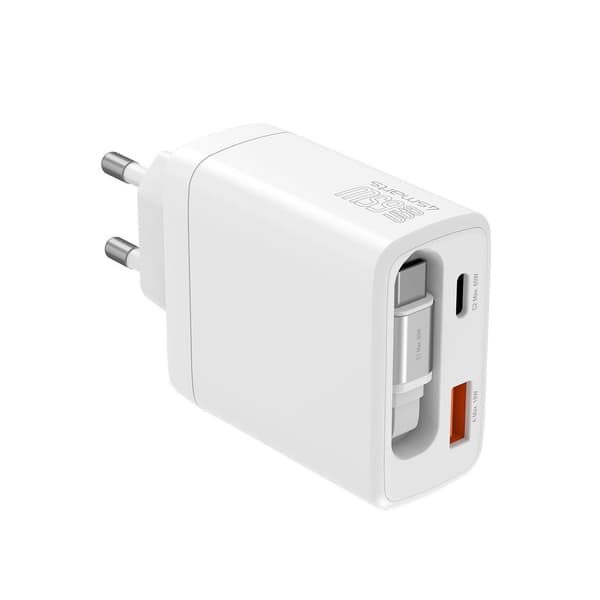 4Smarts PDPlug Jojo 65W Wall Charger PD GaN with Retractable USB-C Cable – White