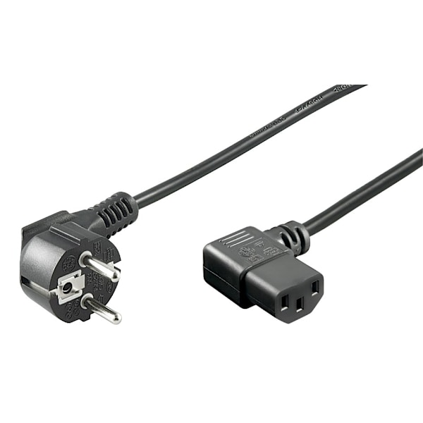 Power cable 1.5m, angled connector - Black