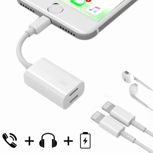 SiGN iPhone 7/7Plus Lightning Adapter för laddning & earpods, 5V, 1A, 10cm Svart
