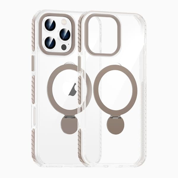 Magsafe Case for iPhone 16 Pro Max - Transparent Gray with Ring Stand