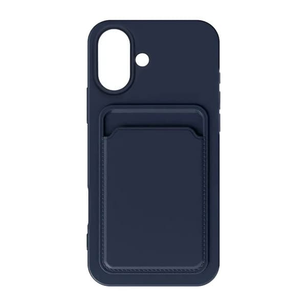 iPhone 16 Plus Silicone Mobile Case with Card Holder - Blue
