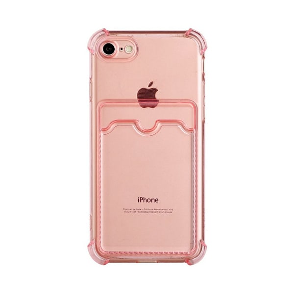 iPhone 7/8/SE (2020/2022) Stöttåligt Skal med Korthållare - Rosa