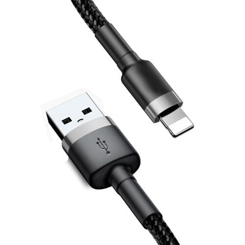 SiGN Kevlar USB-kabel med Lightning 1.5A, 2 m - Grå/Svart