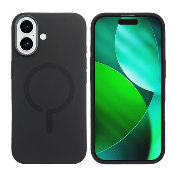 Mobile Case Silicone with Camera Metal Frame for iPhone 17 - Black
