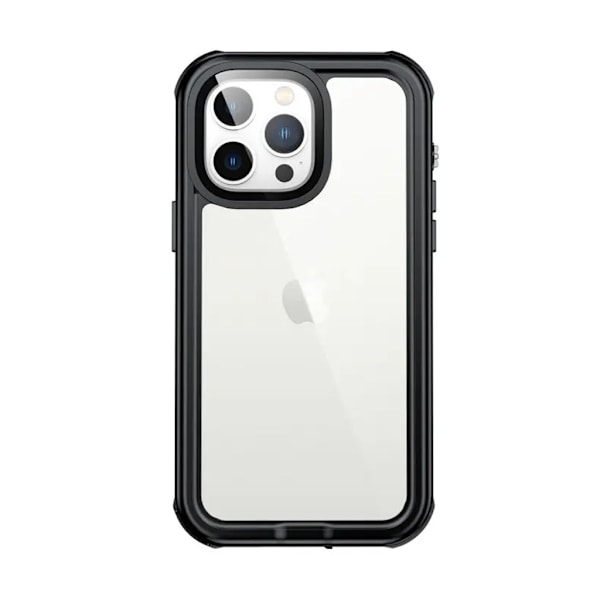 iPhone 14 Pro Max Waterproof Sensitive Transparent + Frame case - Black