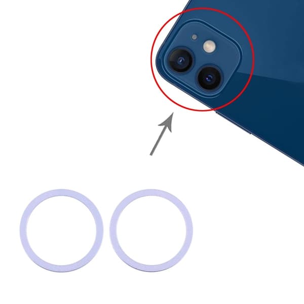 iPhone 12 Mini Lens Protector with Metal Frame 2 Pack - Purple