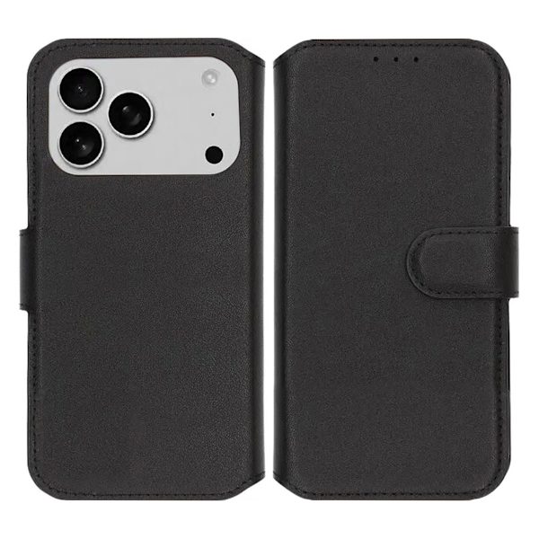 Rvelon Wallet Case Genuine Leather for iPhone 17 Pro Max - Black