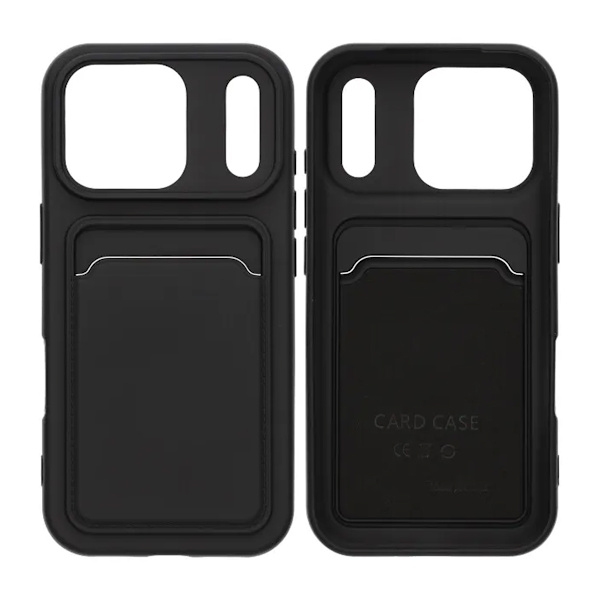 Silicone Mobile Case with Card Holder for iPhone 17 Pro - Black