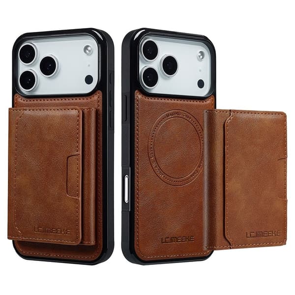 LC.IMEEKE iPhone 18 Pro/17 Pro MagSafe Case with Detachable Wallet - Brown