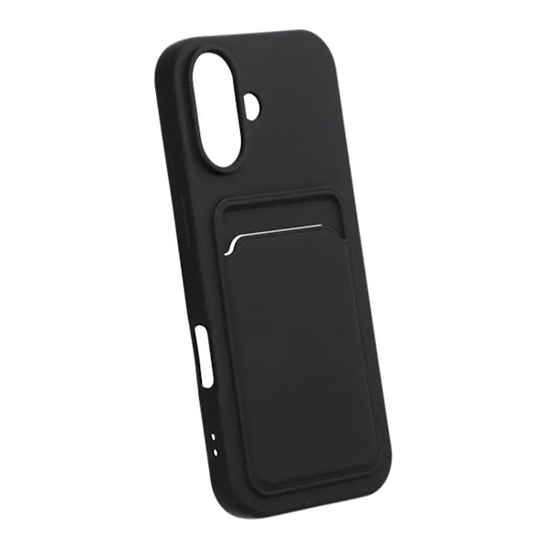 Silicone Mobile Case with Card Holder for iPhone 17 - Black