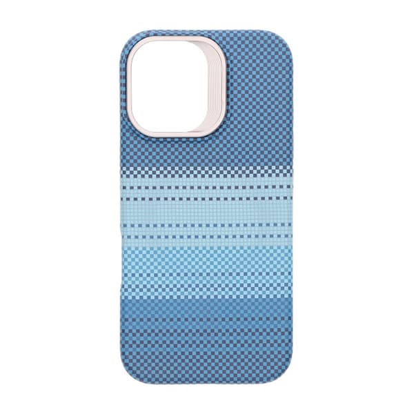 iPhone 16 Case with Magsafe and Folding Stand - Striped Blue