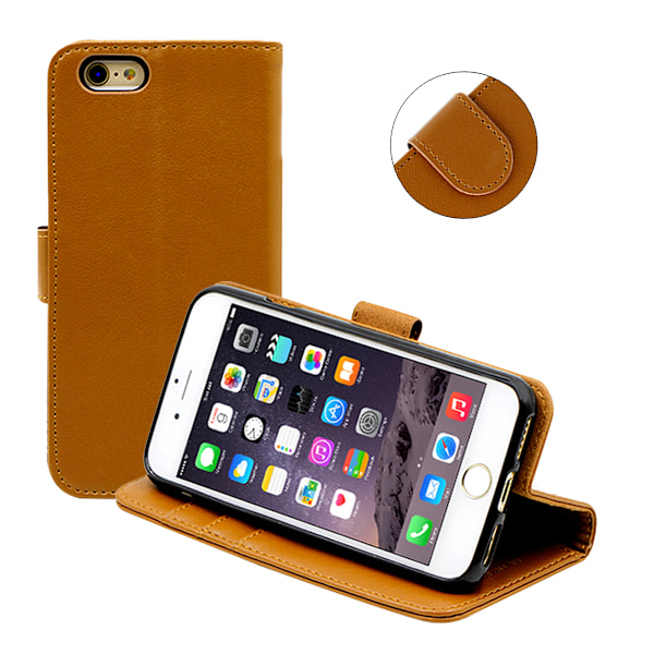 iPhone 6/6S Plånboksfodral Läder med Stativ - Brun
