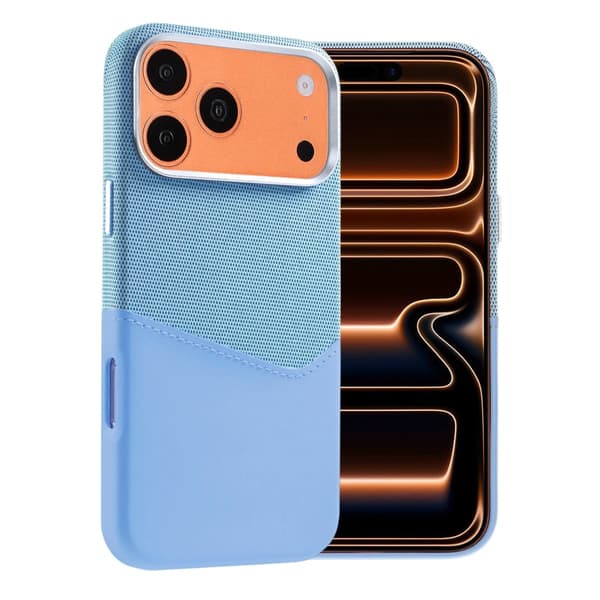 Dual-Tone Leather Card Holder Magnetic Phone Case For iPhone 17 Pro/18 Pro Blue