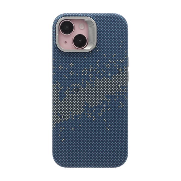 Mobile case with Magsafe and stand for iPhone 15 - Blue and Gold